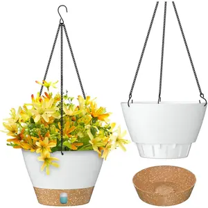 Hanging Planters for Indoor  Set of 2 Self Watering Hanging Pots Hanging Baskets Hanging Flower Pots for Outdoor Hanging (10 Inch, White)