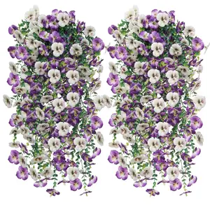 4 counts Pansy Artificial Vine Wall Hanging Decor, Faux Floral Garland, Multicolored Outdoor Garden Plastic Flowers,Suitable for home weddings, kitchen, garden, dining table centerpieces, indoor and outdoor decorations