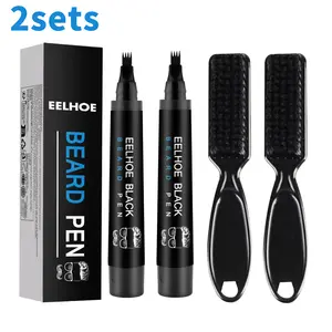 2sets Beard Filler Pen Kit for Men Waterproof Sweat Proof Long Lasting Oil Wax Base Natural Finish for Beard Eyebrow & Scalp Easy Application No Smudging Perfect for Daily Use Christmas Gifts