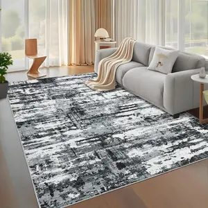 GARVEE Washable 8x10 Area Rug for Living Room, Modern Abstract Design, Soft Non-Slip Large Carpet, Suitable for Bedroom, Dining Room, Indoor Use, Foldable Thin Contemporary Floor Cover in Black Grey