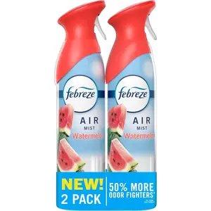 Febreze Air Mist, Air Freshener Spray, Odor Fighting Room Spray, Deodorizer for Home Bathroom Kitchen Office Apartment Dorm Room Classroom, Watermelon Scent, 8.1oz (Pack of 2)