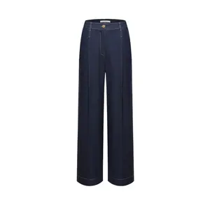Contrast Topstitch Denim Pants