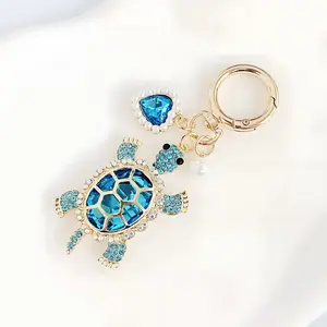 Ocean Style Turtle Keychain, Faux Pearl Heart Combination Charm, Marine Animal Friendship Decoration Gift, Unisex Bag Accessory, Ocean Theme, Heart Charms