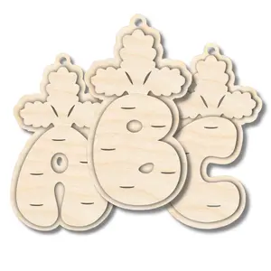 Unfinished Wood Layered Letter Carrot Tags | A-Z | 3 Piece | 6" Tall | 1/8" Wood | Wood Craft DIY