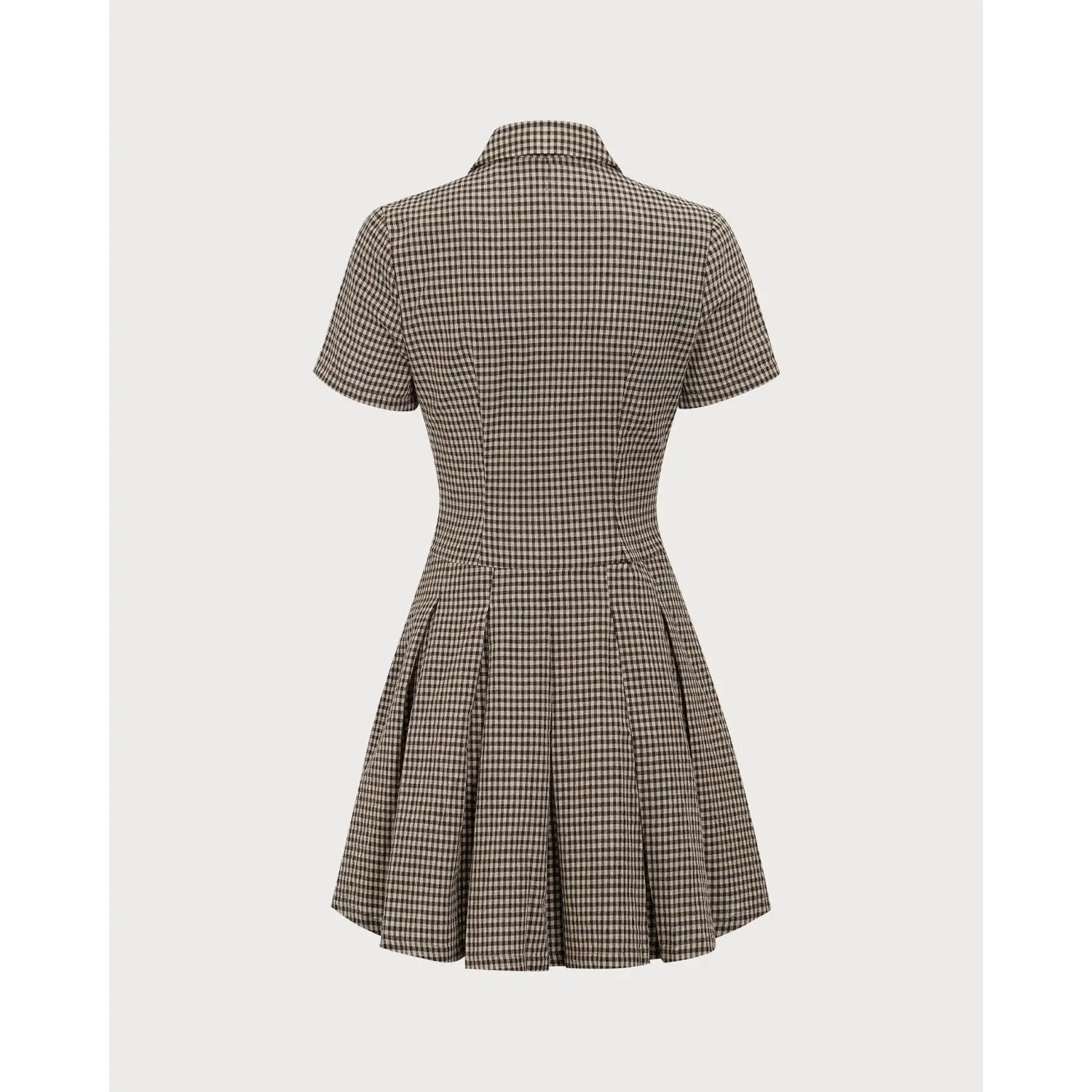 Rihoas Women's Soft Brown Plaid Lapel Pleated Cotton Skater Mini Dress -  Cotton Fabric, Flattering Fit, 2-Way Wear (Casual, Office, Checked & Plaid  Casual Dresses, Skirt Design Elements) - TikTok Shop
