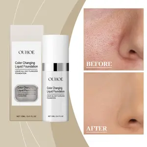 OUHOE Warm Color Changing Liquid Foundation, Brightening And Easy Natural Concealer Light Base Makeup Skin Tone Pure And Moisturizing Liquid Foundation