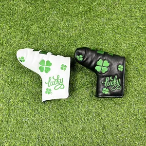 Lucky Clover 777 Golf Blade Putter Cover, Waterproof & Wear-Resistant Leather, Exquisite Embroidery Design, Unisex Accessory, Golf Accessories