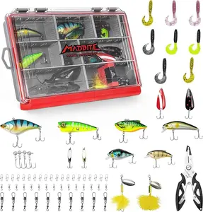KastKing MadBite Fishing Kit –71/143 PCS Complete Tackle Set with Hooks, Sinkers, Bobbers & Storage Box for Bass, Trout & Panfish Fishing