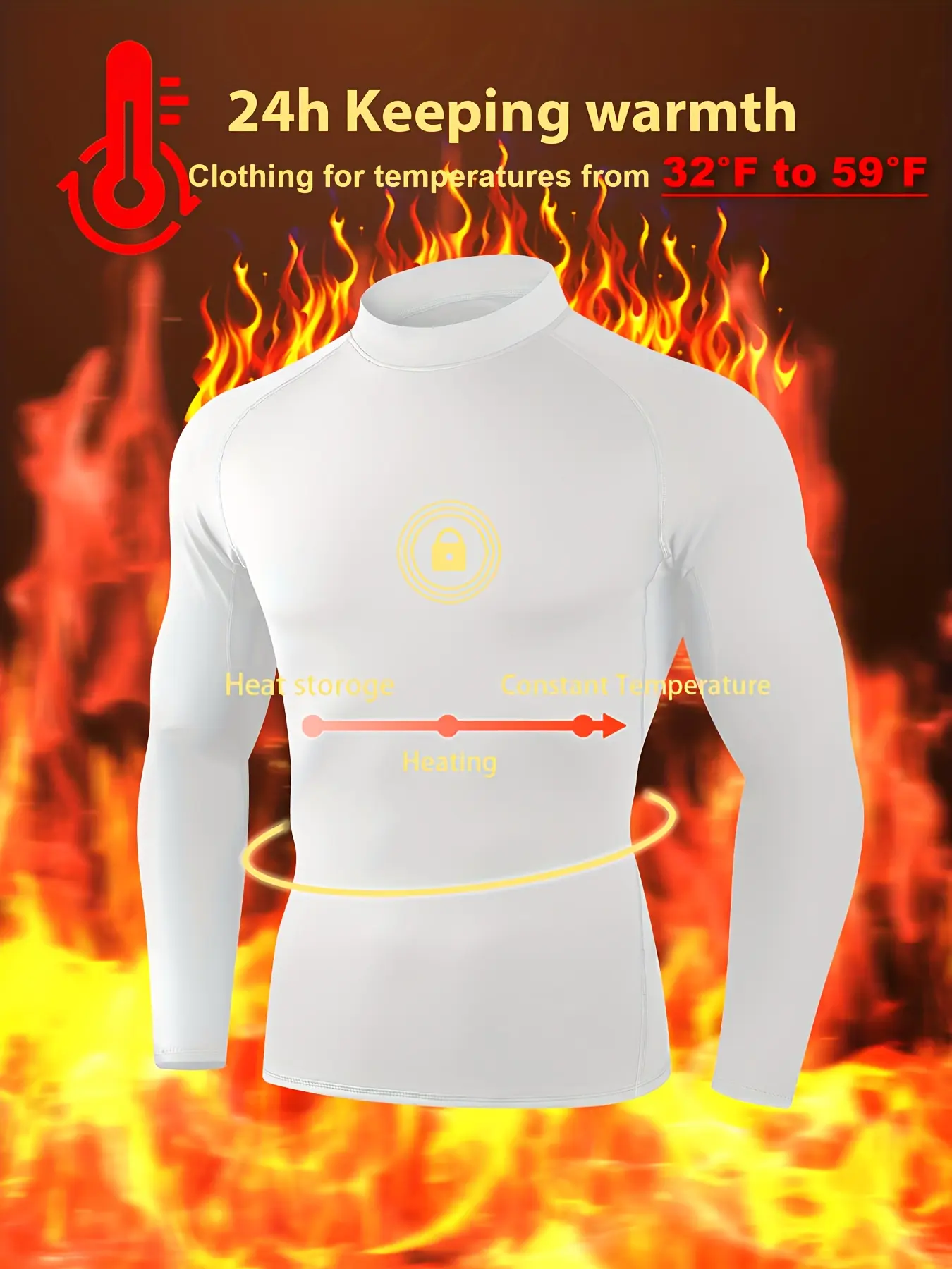 Men's Thermal Turtle Mock Neck Shirts, Long Sleeve Compression Shirts Fleece Lined Undershirt Base Layer Tops