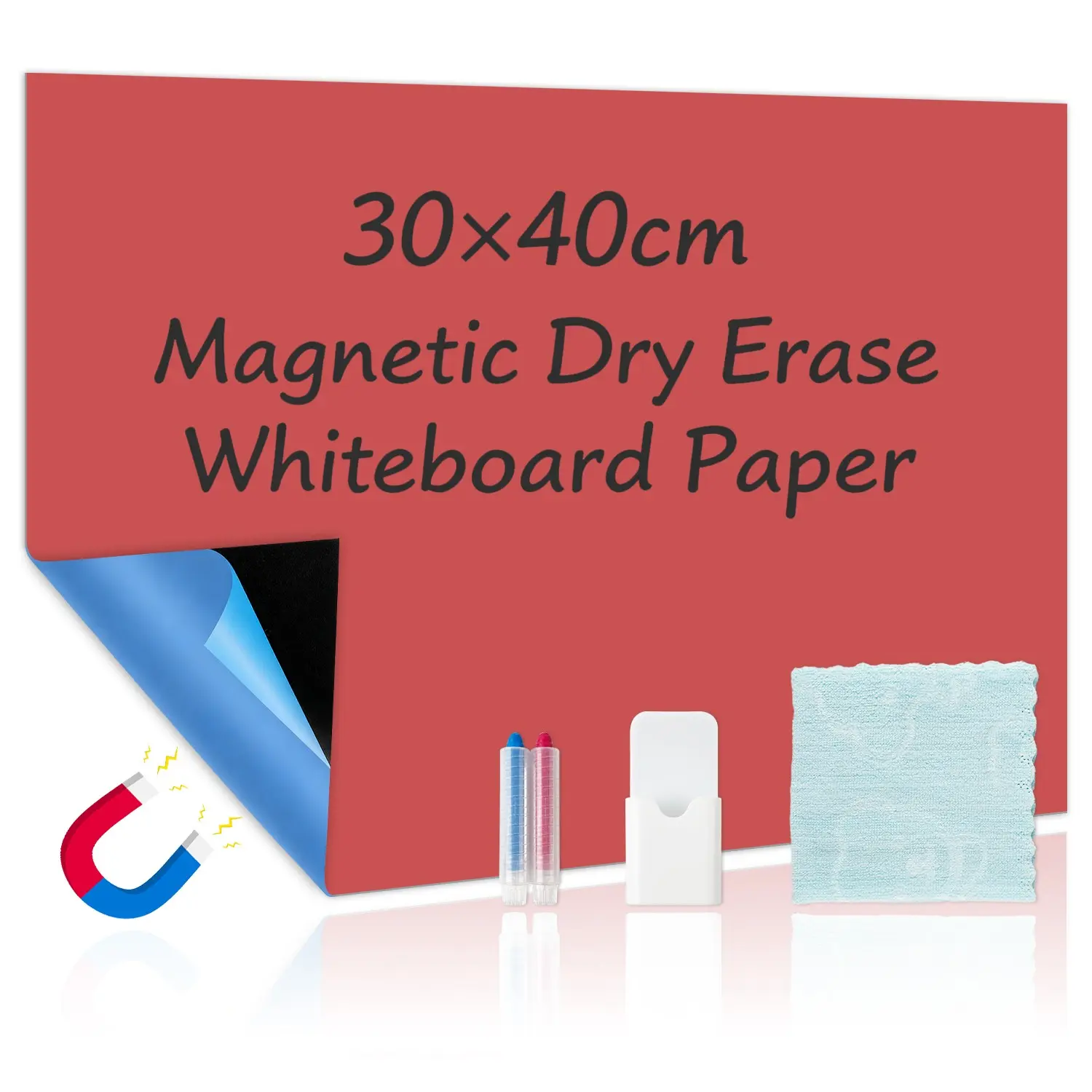 Removable & Reusable Magnetic Whiteboard Stickers, Self-Adhesive Minimalist Design, Kids' Room Decor, Includes 1 Box, 2 Crayons, 1 Cloth