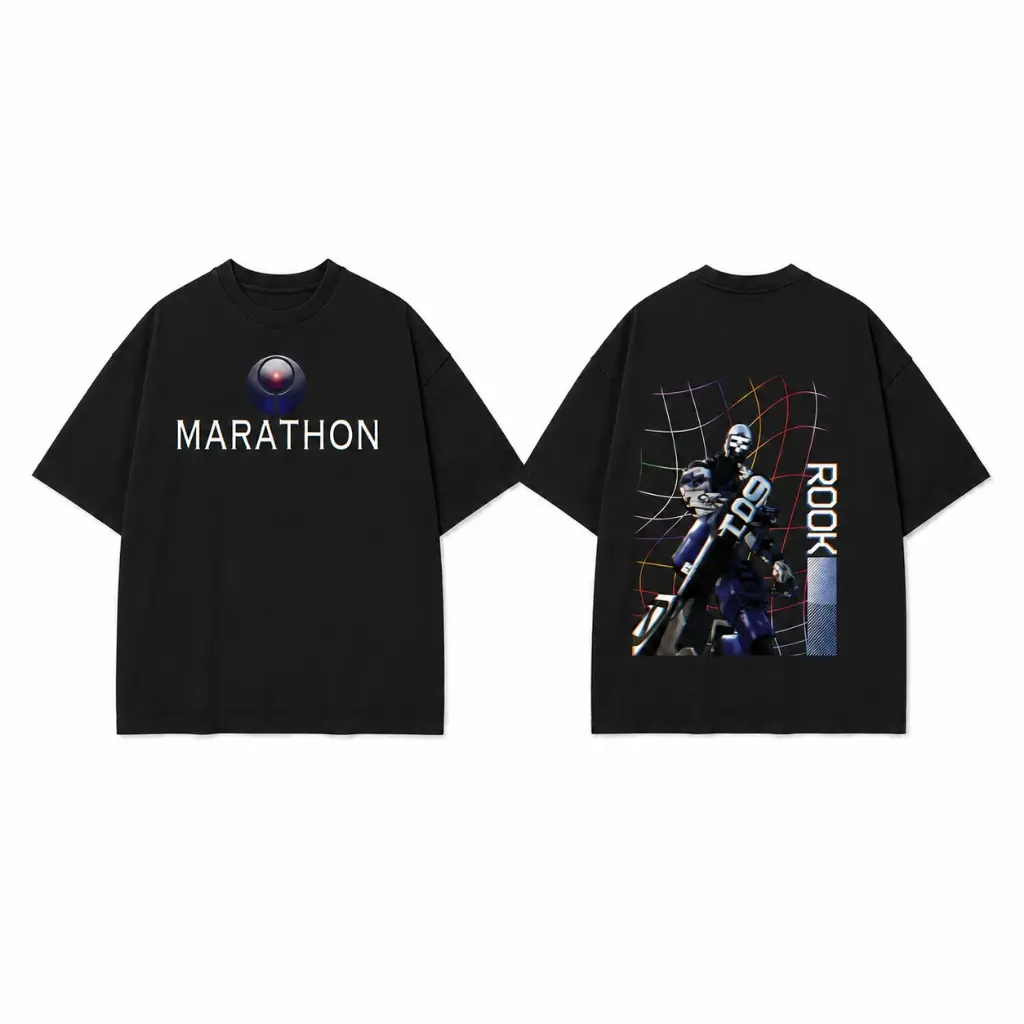 Marathon Game Rook Sci-Fi Gaming Graphic Tee Vintage Oversized Streetwear T-Shirt