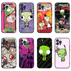 Invader Zim Phone Case | Gir the Robot & Alien Zim Retro 2000s Cartoon Art Cover For iPhone 11/12/13/14/15/16/17 Pro/Pro Max/Plus & Samsung S23/S24/S25/S26 Ultra, Protective Case For Invader Zim Fans, Birthday/Christmas Gift