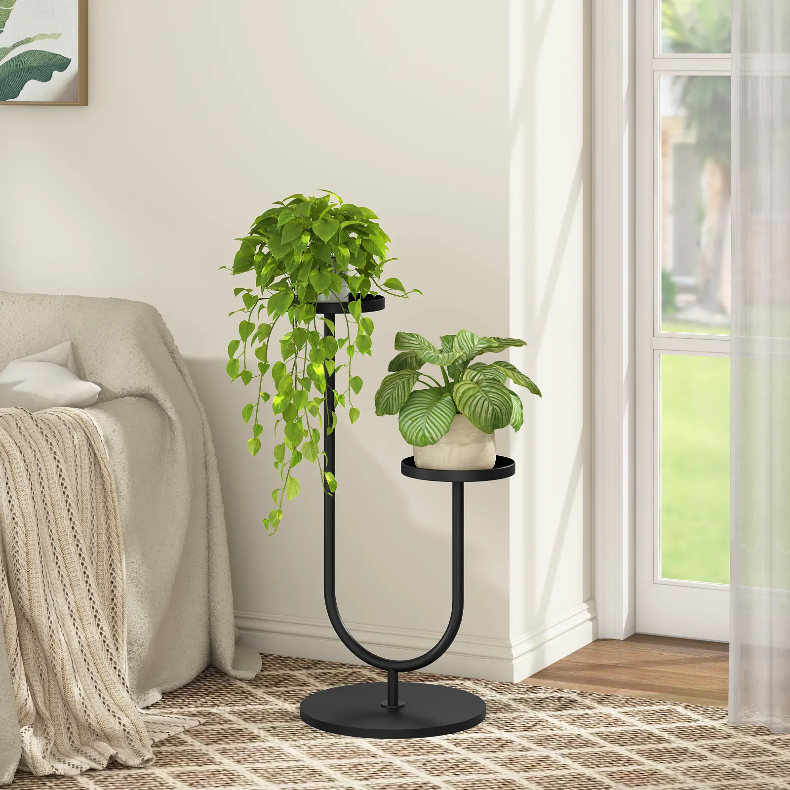 Bamworld Modern Plant Stand Indoor Tall, Corner Plant Stand for Indoor  Plants, 2 Potted Black Planter Stand for Plants Display Living Room Decor Black - TikTok Shop