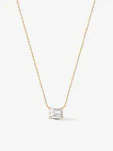 "Refined Radiance" 0.5 Carat Emerald Cut Lab Grown Diamond Solitaire Pendant Necklace in 14K Yellow Gold Promise Anniversary Birthday Gifts for Women