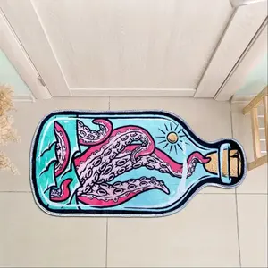 Cute Funny Bathroom Rugs Ocean Bath Mat Drift Bottle Doormats Floor Mats Telescope Non Slip Bath Rug for Home Decor