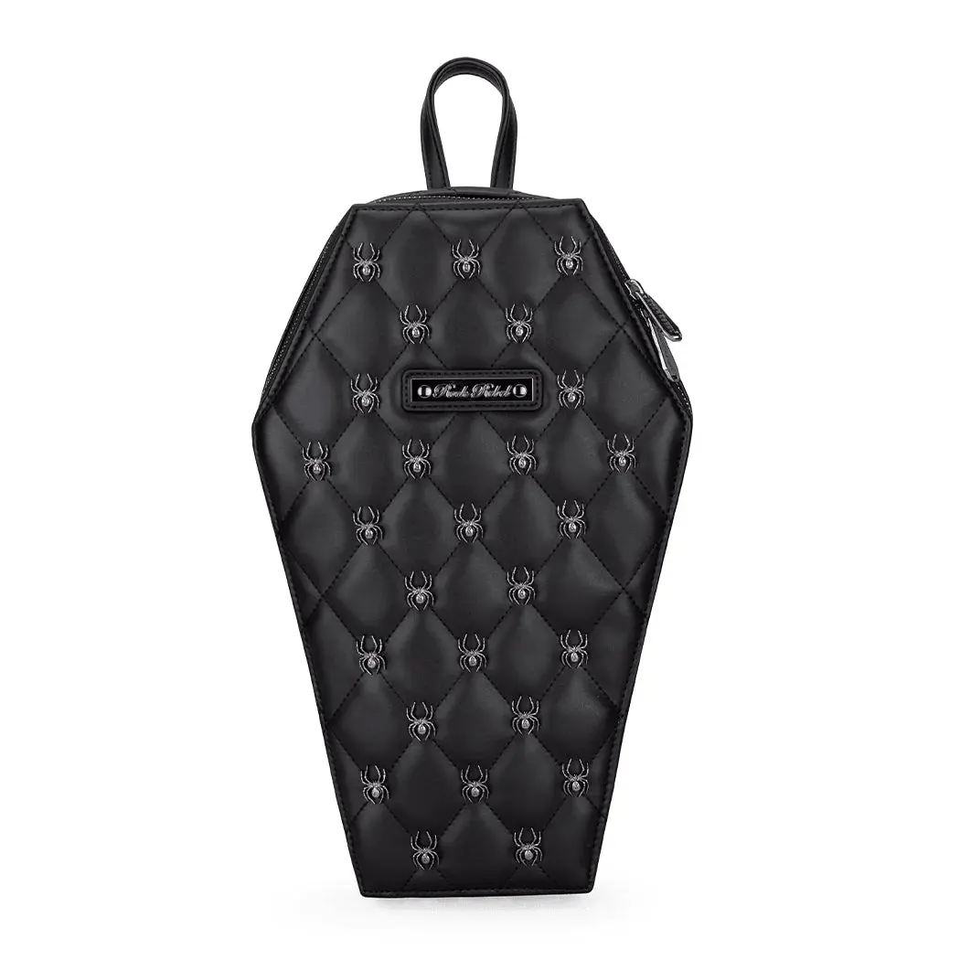 Rock Rebel Lucy Spider Studded Coffin Backpack Black