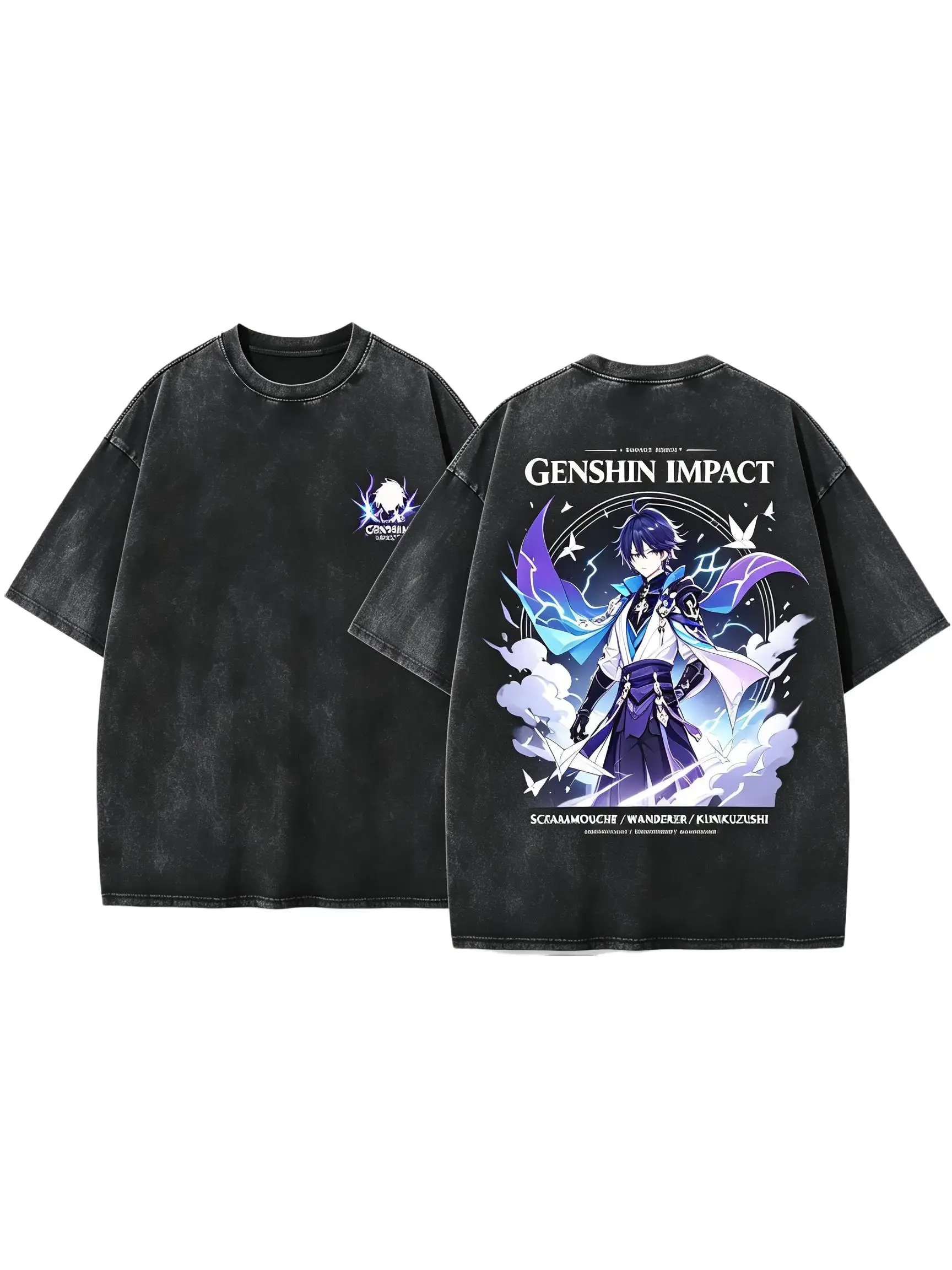 Genshin Impact Unisex T-Shirt - Scaramouche / Wanderer / Kunikuzushi, Japanese Anime Genshin Impact, Gaming T-Shirt, Anime Waifu Shirt,everyday tshirt,graphic apparel,design tee,oversized tshirts.