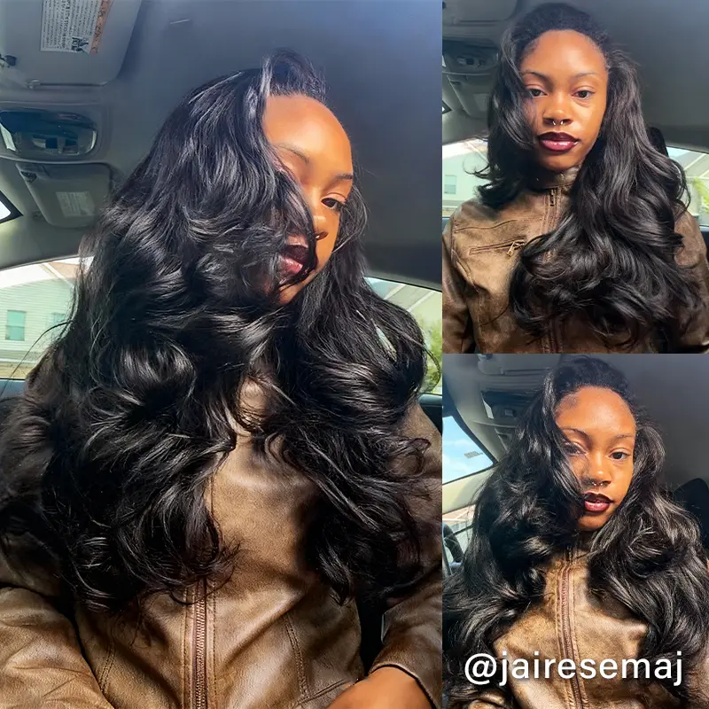 Celie Hair 180% & 250% Density Half Wig Yaki Hair Texture Body Wave Layers Cut Human Hair Glueless Wigs Invisible Hairline No Lace Seamless Flip Over Wig Adjustable Drawstring Hairpiece #SohoChic