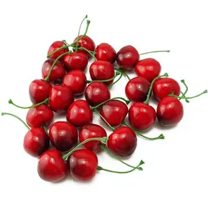 Artificial Cherry Fake Cheies Model Lifelike Fruit Cherry Ornament, Home Kitchen Party Decoration Desk Ornament Photography Prop,Fake Cherries,Plastic Cherries,Home Décor Products