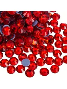 1440/288 light red crystal hot repair rhinestones, flat back crystal nails, gemstones, round glass rhinestones for DIY crafts, clothing, and footwear, Bling Rhinestone Decoration