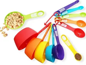 12 Piece Measuring Cups and Spoons Set, Kitchen Measure Tools, Durable Nesting Cups and Spoons for Dry and Liquid, Dishwasher Safe