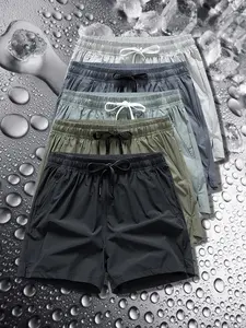 Men's Zipper Pocket  Shorts, Regular Fit Casual Drawstring Waist Shorts for Daily Outdoor Wear, Men Bottoms for All Seasons, Casual Fashionable Polyester Shorts, Breathable Athletic Shorts 92%Nylon 8%Spandex