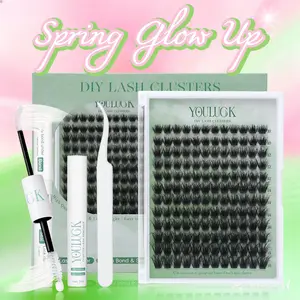 YOULUCK Moonlight DIY Lash Clusters Individual Lash Extensions Fluffy Waterproof Long-Lasting Lashes with Ultra-Thin Invisible Band Bond & Remover Lightweight 5D Handmade Quality