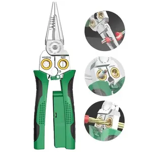 8-in-1 Wire Stripper & Twister Tool for Cutting, Stripping and Pulling Wires, Voltage Tester Pliers with Cable Scissors, 12V–250V Live Wire Detection, AC/DC Hot & Neutral Identification, Audible Buzzer and Flashing LED Alar