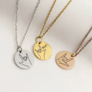 I love you ASL sign necklace, custom hand gestures, personalized gift for besties and friend, Sign Language, Hand Gesture, Asl Charm