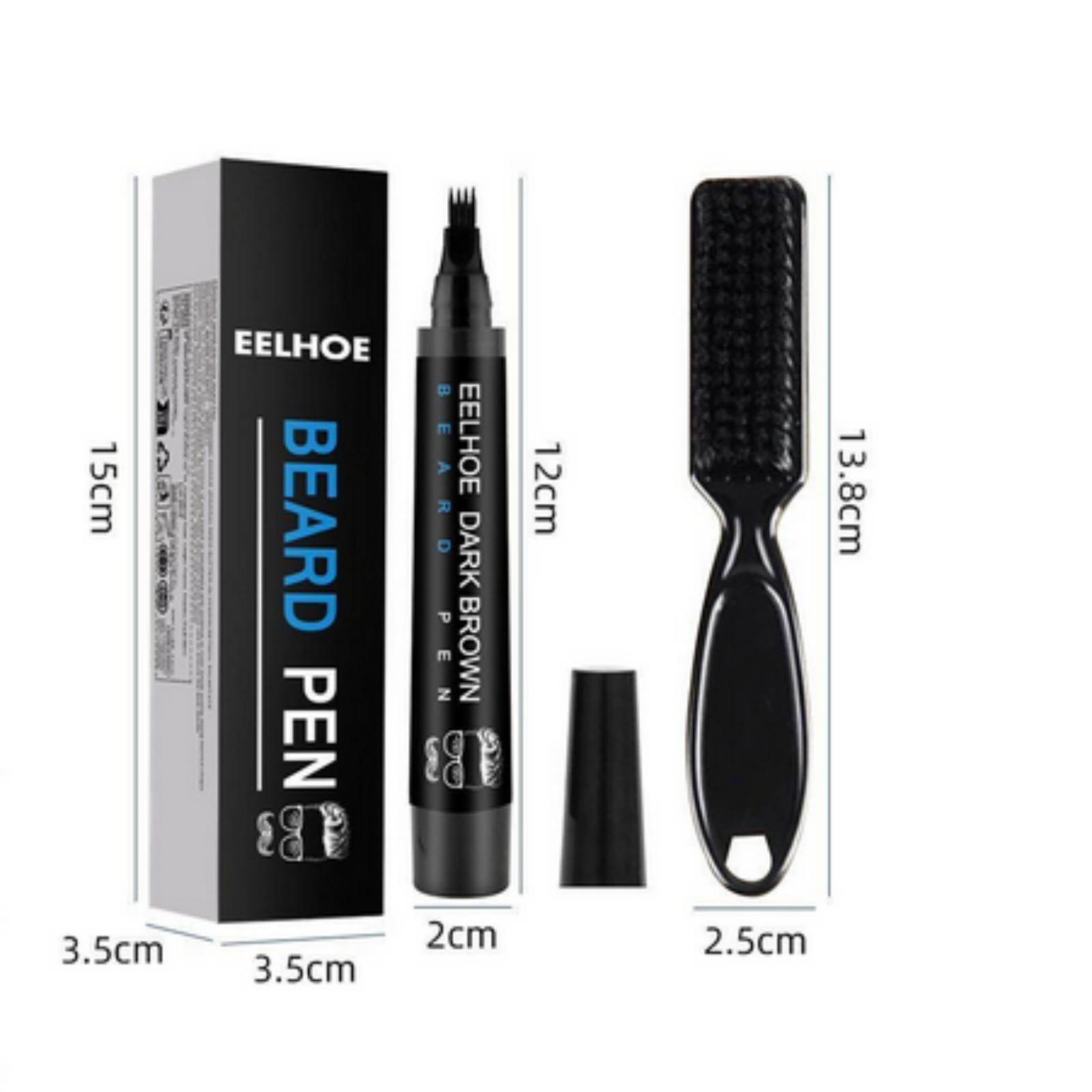 Beard Pencil Filler for Men, Mustache Repair & Shaping Beard Pen with Brush, Long-Lasting Waterproof Grooming Kit, Easy to Use, Ideal Father's Day & Birthday Gift