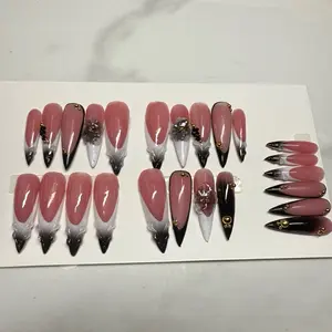 "Diana" Set - Nail Sizes with Prep Kit for Press On Nails - Includes Pink & Black Gradient Designs