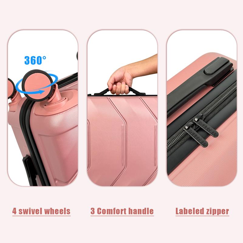 Upgraded Luggage Set Cute Aesthetic Bow Design Carry-On Suitcase 13''+20'' Set No Check-In Needed Built-In Cup Holder Hooks TSA Lock Swivel Wheels Anti-Burst Zipper Phone Holder Essential Travel Must-Have New Year Gifts
