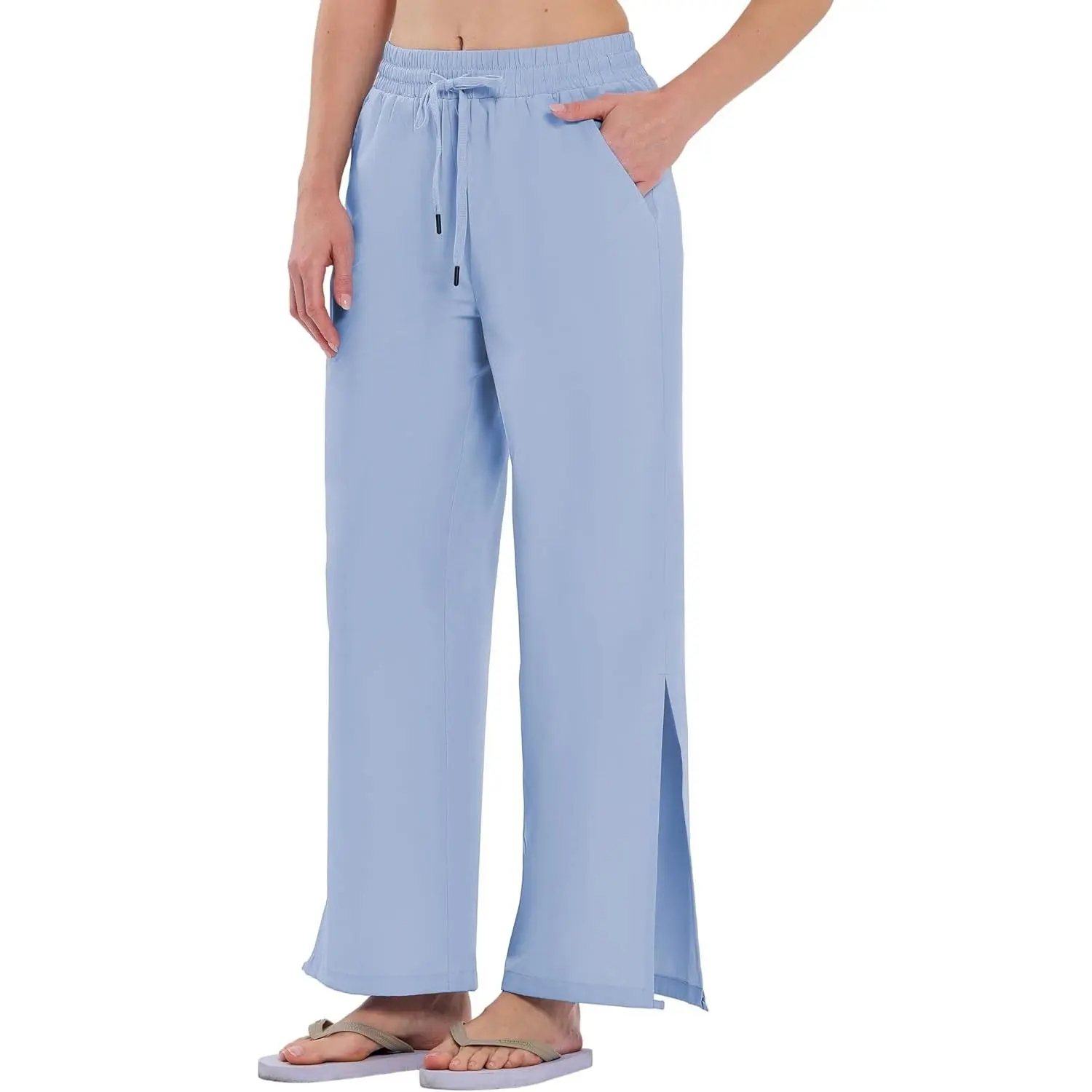 Women's 24''/26''/28'' Wide Leg Swim Beach Pants Waterproof UPF 50+ Lightweight Travel Pants with Pockets