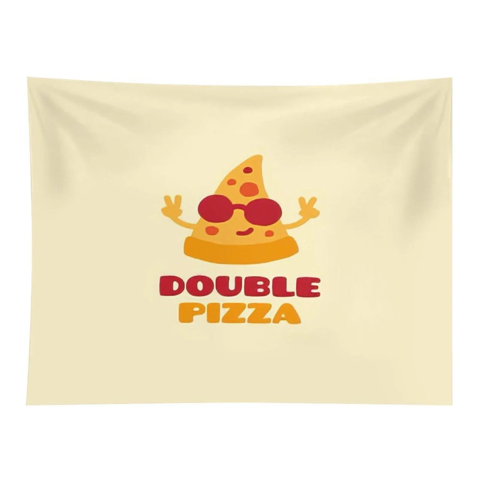 Fun Cartoon Pizza Slice Wall Tapestry, Cool Pizza Character With Sunglasses Peace Sign Gesture Light Background Wall Hanging Decor For Dorm Bedroom Living Room