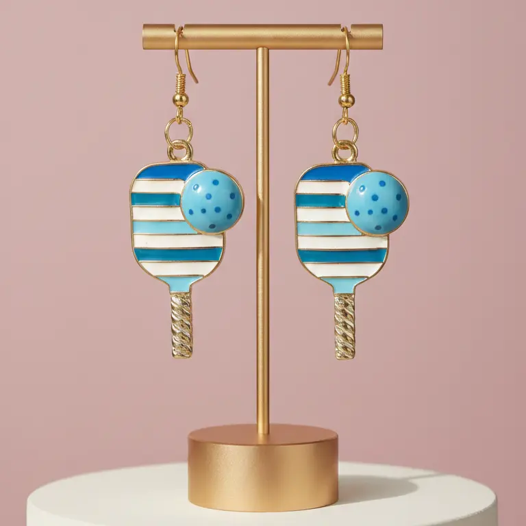Grandstand Striped Pickleball Earrings