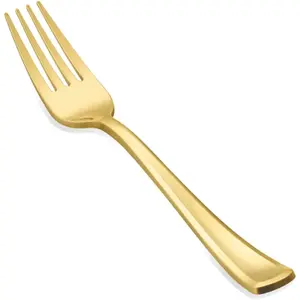 Gold Plastic Forks, Solid, Durable and Heavy Duty Plastic Forks Disposable, Perfect Plastic Utensils For Parties, Thanksgiving, Christmas and Daily Use