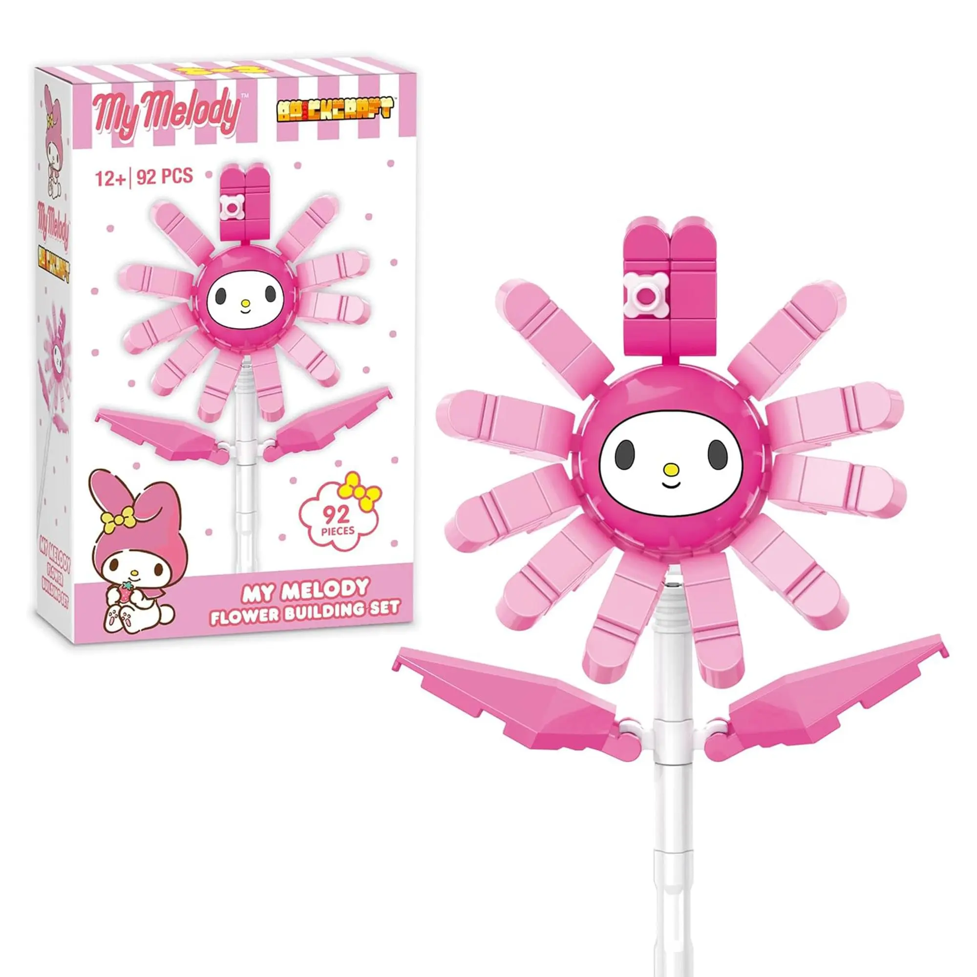 Sanrio My Melody New Vibrant Brickcraft Flower Building Kit, 92-Piece Compact Collectible for Holidays