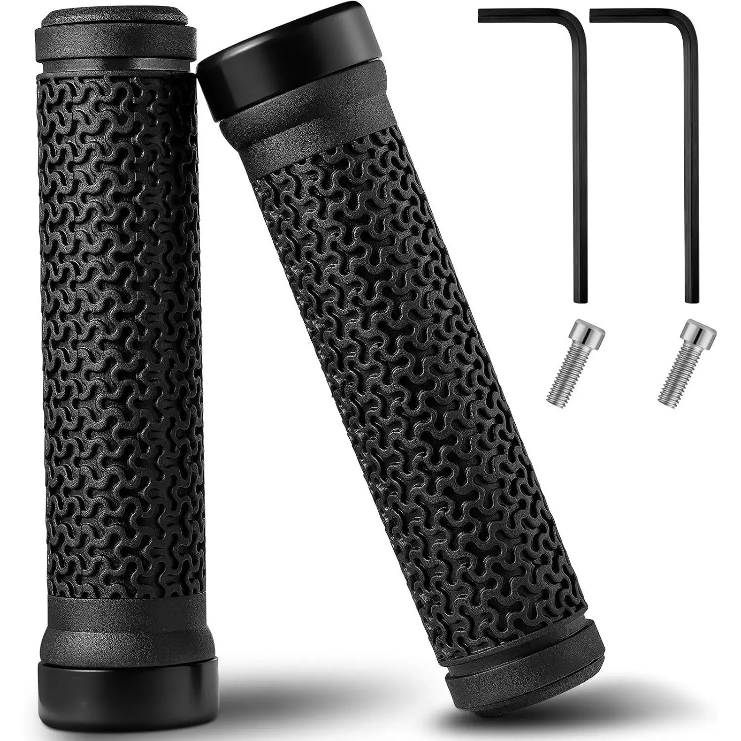 Handlebar Grips, Single Lock- Professional Mountain  Handlebar Locking Grips with Anti-Slip, 2 count Screw and 2 count Allen Wrench for Free