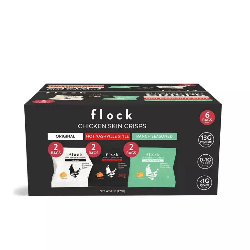 Flock Foods Chicken Skin Jerky Crisps Multipack - 6oz Flock Foods Chicken Skin Jerky Crisps Multipack - 6oz