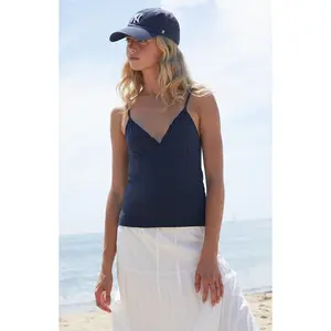 John Galt Women's Navy Amara Ruffle Tank Top