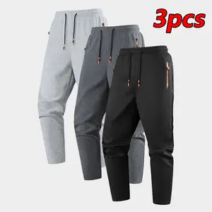 Men's Casual Sports Pants Comfortable Fabric Side Zipper Letter Pockets Drawstring Waistband Stylish Trendy Design for Everyday Life Casual Outings Festive Travel Outdoor Running Walking