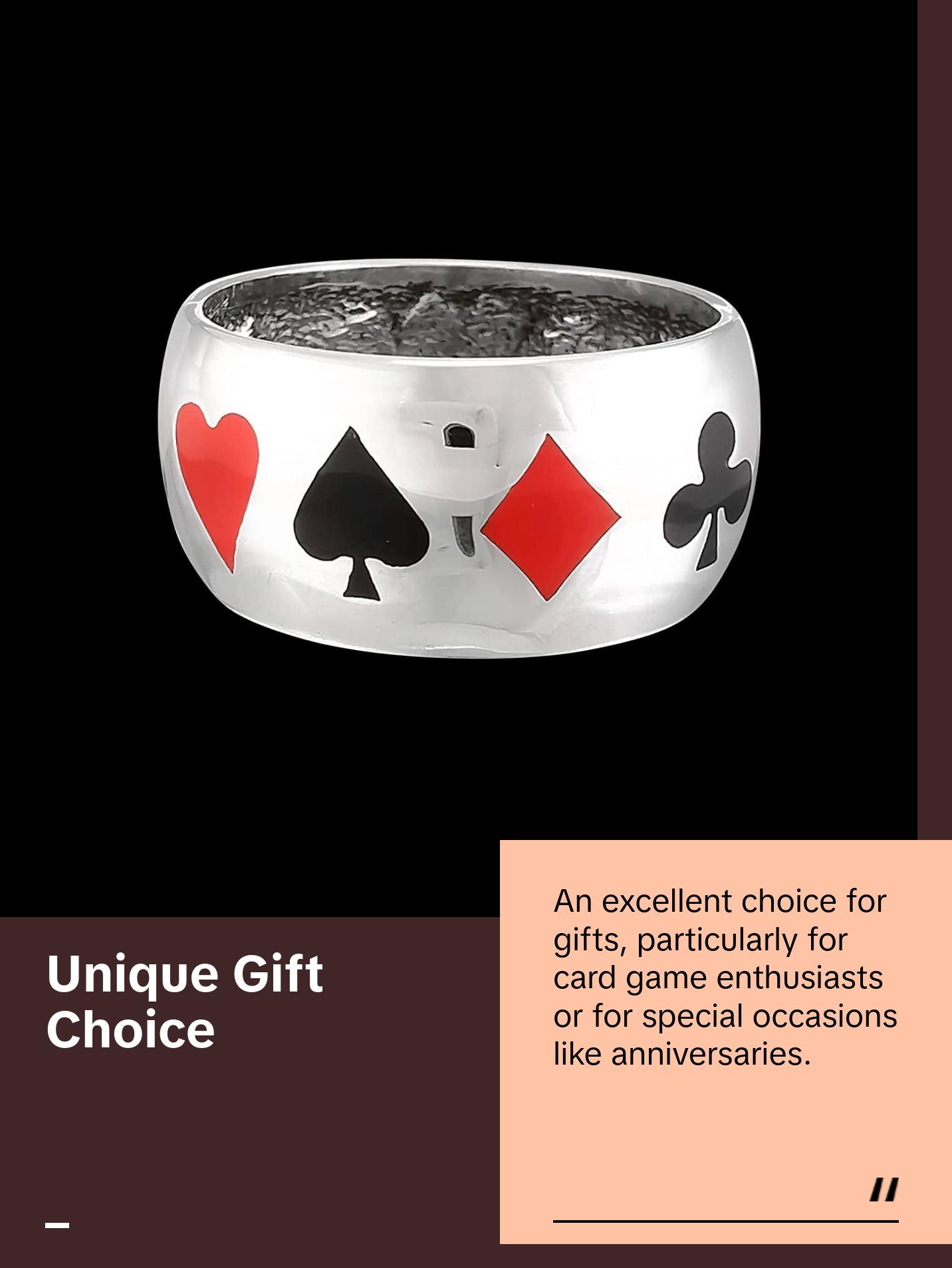 Size 10-925 Sterling Silver Card Shark Ring, Black & Red Resin, Playing Card Design, Handcrafted Symbol Jewelry