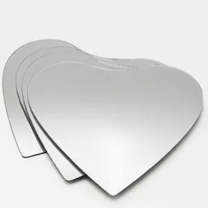 Small Decorative Wall Self Adhesive Heart Shaped Mirrors - Set of 4