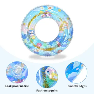 Inflatable Pool Swimming Ring with Sequins, UV Protection Floats for Kids and Adults, Multiple Colors and Sizes