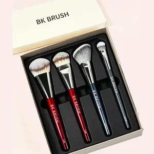 BK BRUSHES - 101 CONTOURED FOUNDATION BRUSH - Contoured Foundation Brush - Foundation Makeup Brushes - Face Brush For Liquid Or Cream Foundationss A506 CONCEALER - Viral "Kitten Paw" Face Brush - Under-Eye Concealing and Contouring - Makeup Brushes