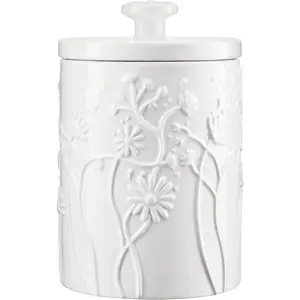 Ceramic Swaying Flowers Kitchen Canister Airtight Coffee Canister For Ground Coffee Sugar Tea Storage Container White Cookie Jar For Kitchen Counter Kitchen And Bar accessories Holder