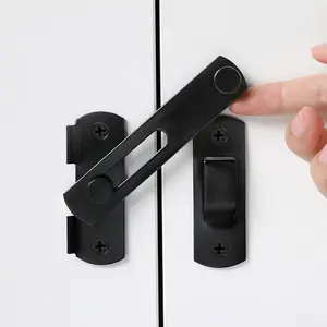 2 Packs Barn Door Latches，3.93” x 2.75” Black Stainless Steel barn gate flip Door Latch Bi-fold Door Lock,Sliding Door Antique Lock Gate Latches Wine Cabinet Closet Door Latches