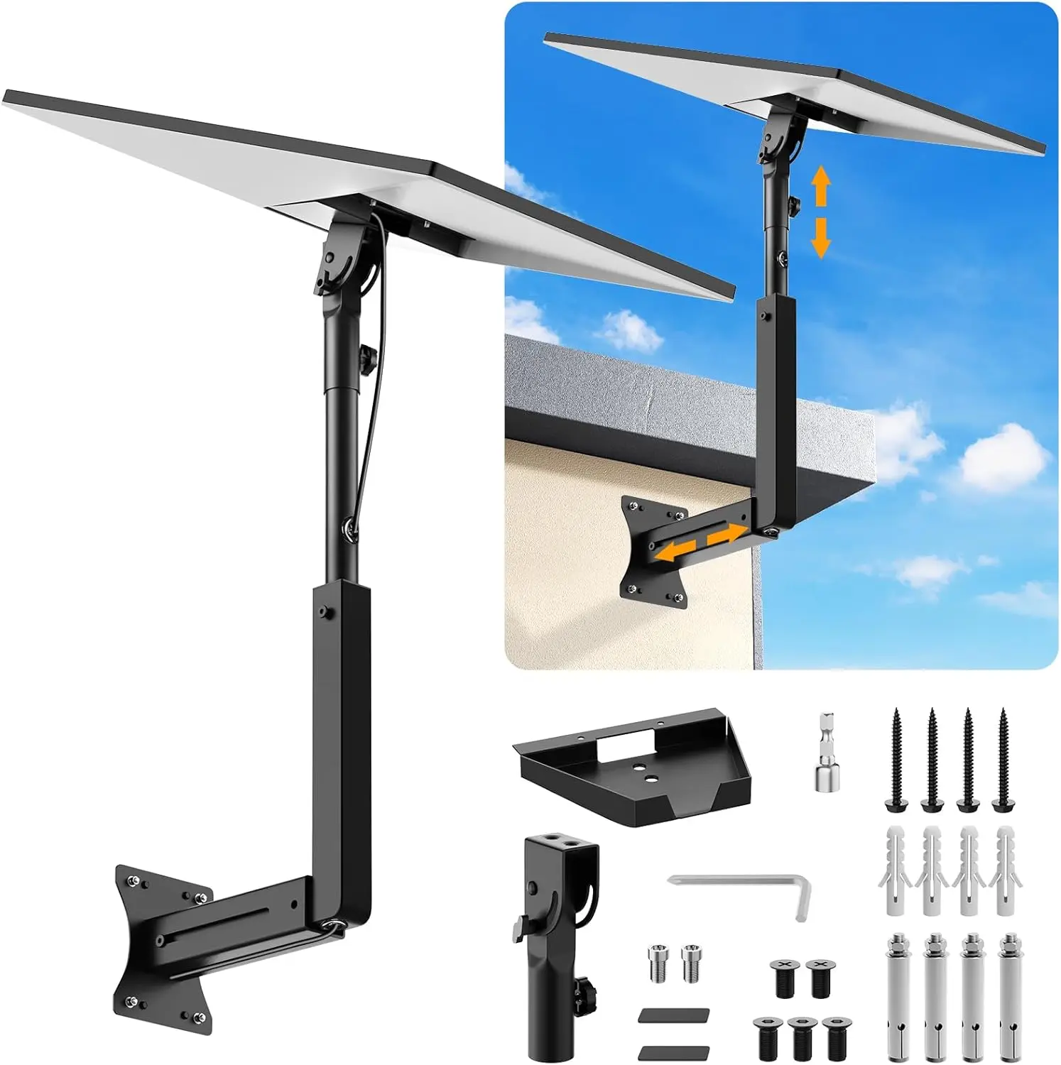 Adjustable Wall Mount for Starlink Standard Gen 3/4/4X, Heavy Duty Metal Dish Mount with Telescoping Arm