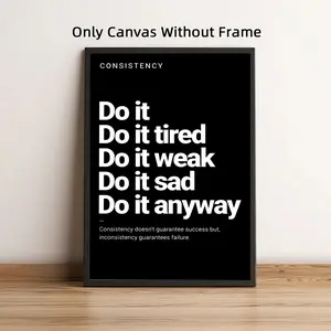 1Pc Optinal Frame Back&White Motivational Quote Prints Canvas Poster, Do It Anyway Modern Wall Art, Creative Modern Decoration, Home, Office, Gym & Work Decor Wall Picture, Waterproof Artwork, Wall Painting For Gift