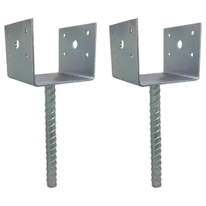U 4x4 Deck Post Concrete Spike, Fence Post Base, Zinc Plated (2 Pack)
